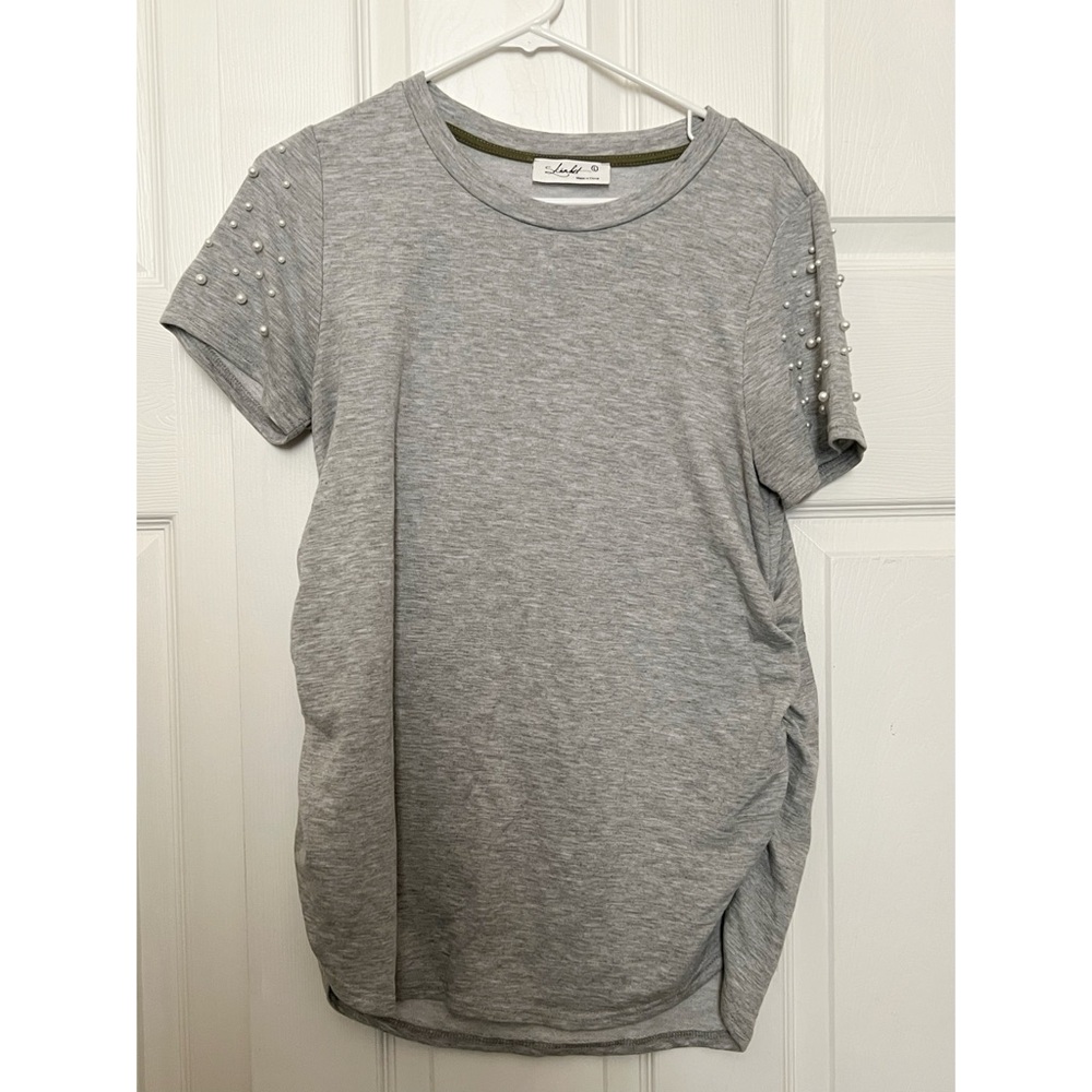 Grey pearl maternity shirt